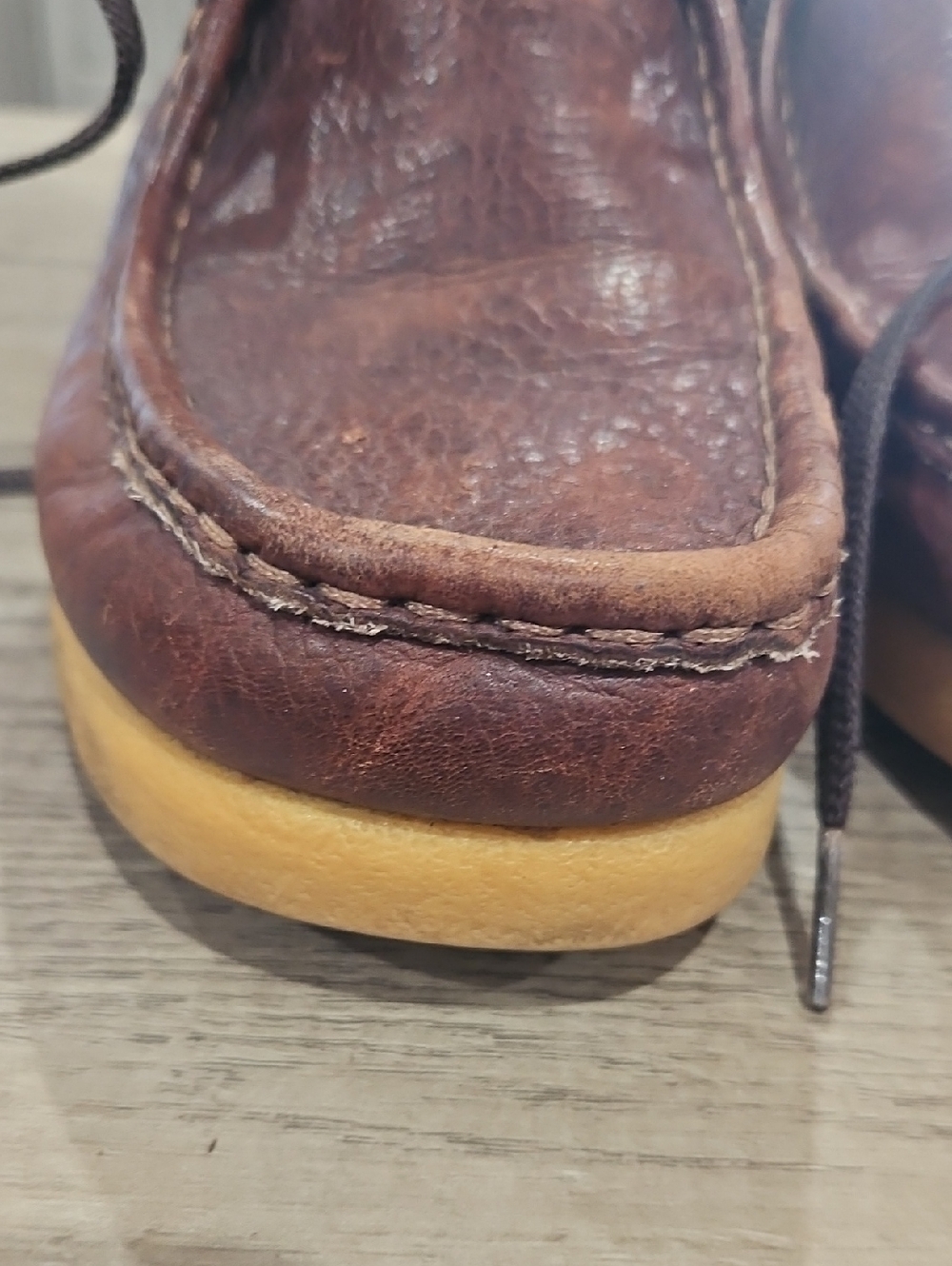 Clarks Men’s Brown Leather Chukka Boots with Tan Crepe Sole 10.5/11 - Picture 10 of 11